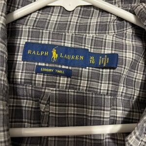 Ralph Lauren Grey & Black plaid dress shirt size XL